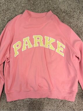 Parke L/XL Summerland Heritage Varsity Mockneck Sweatshirt 🩷💛